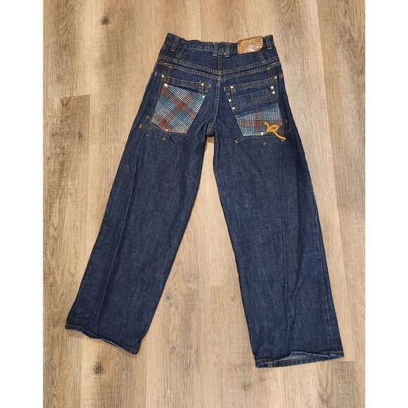 Rocawear wide-leg embroidered womens 14 (28x28) dark wash Y2K embroidered - Picture 2 of 9